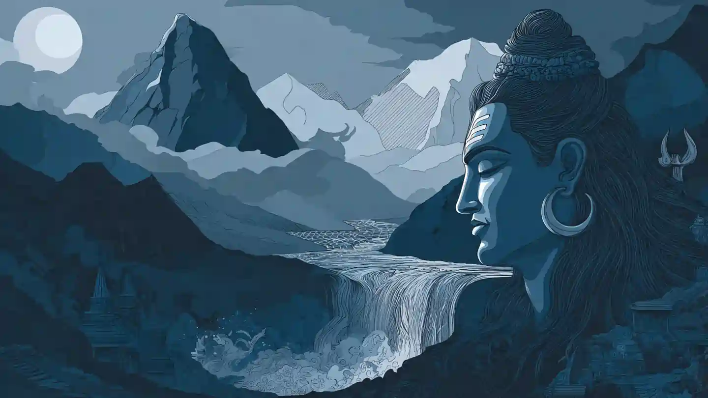 Lord Shiva as Ashutosh Shashank Shekhar with moon on forehead and Ganga flowing