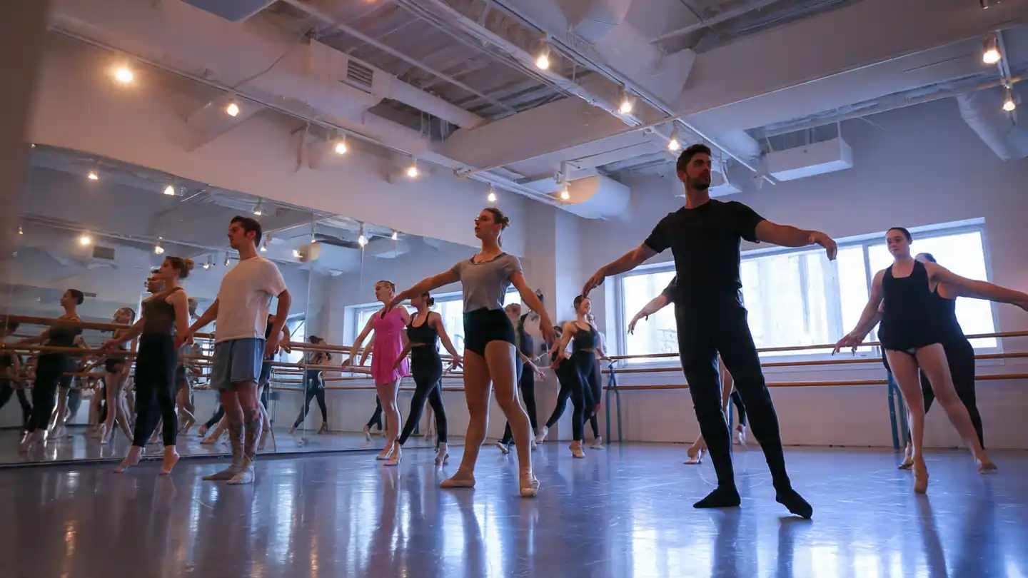 Students learning different dance styles in a professional dance studio near me