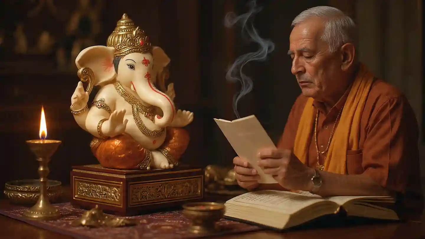 Devotee reading Kanakadhara Stotram Malayalam – Hymn of Goddess Lakshmi for wealth and prosperity