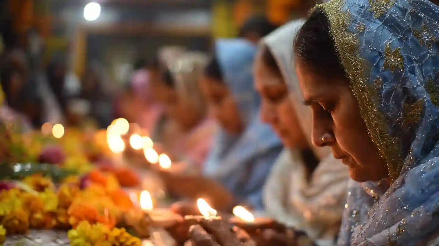 Devotees singing Khatu Shyam Ji bhajans in temple