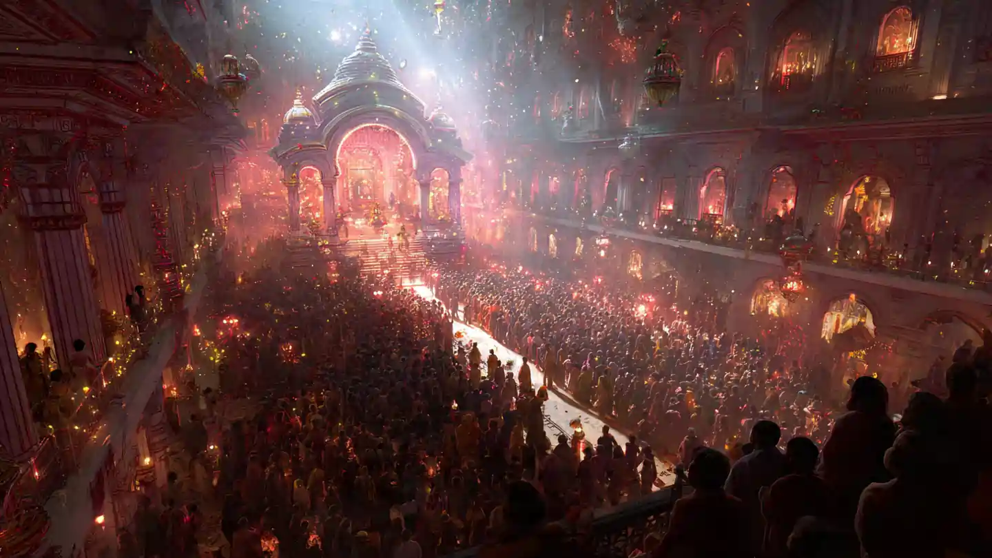 Dream of seeing a crowd of people in a temple