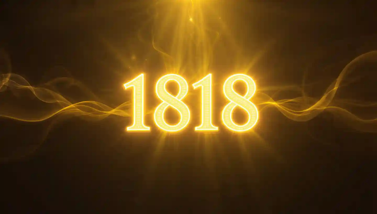 1818 angel number symbol with golden wealth energy