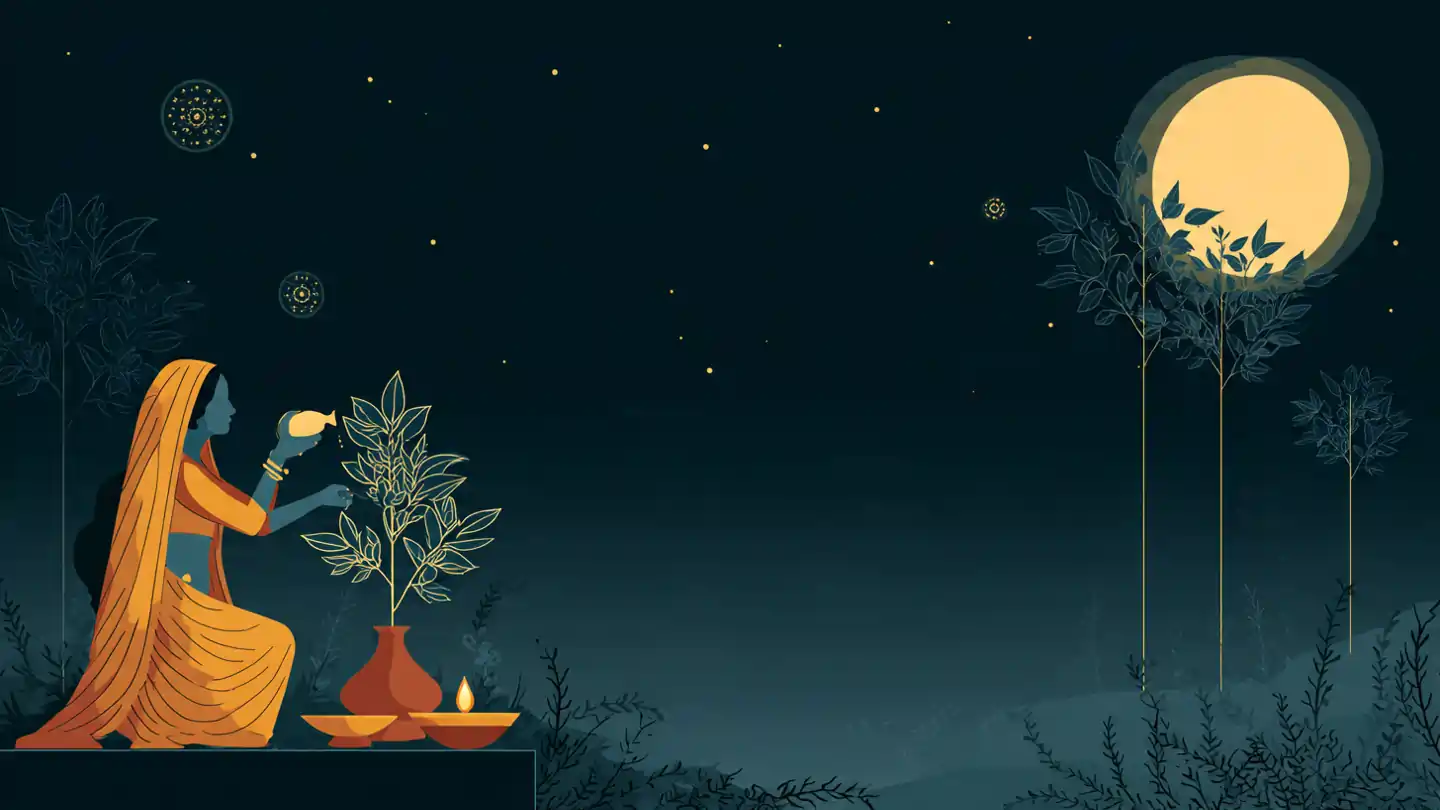 Adhik Maas Ki Purnima Ke Upay with moon worship and diya offering