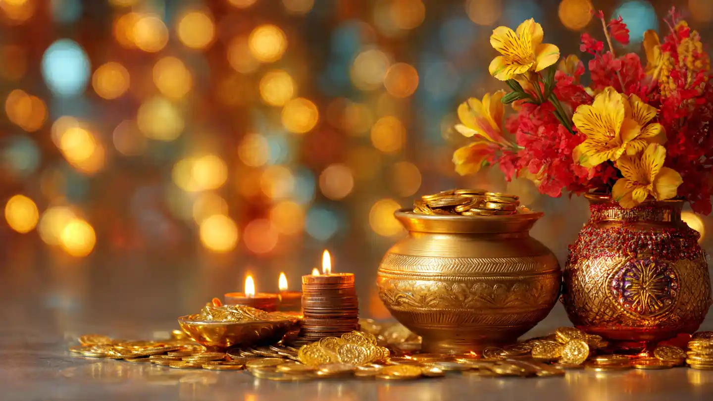 Akshaya Tritiya Guide with Kalash and gold coins