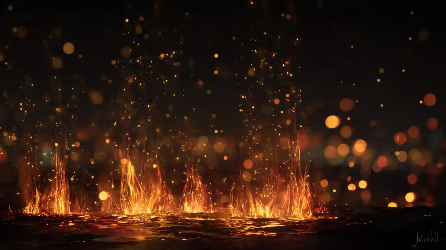Dream visualization of fire flames representing spiritual meaning