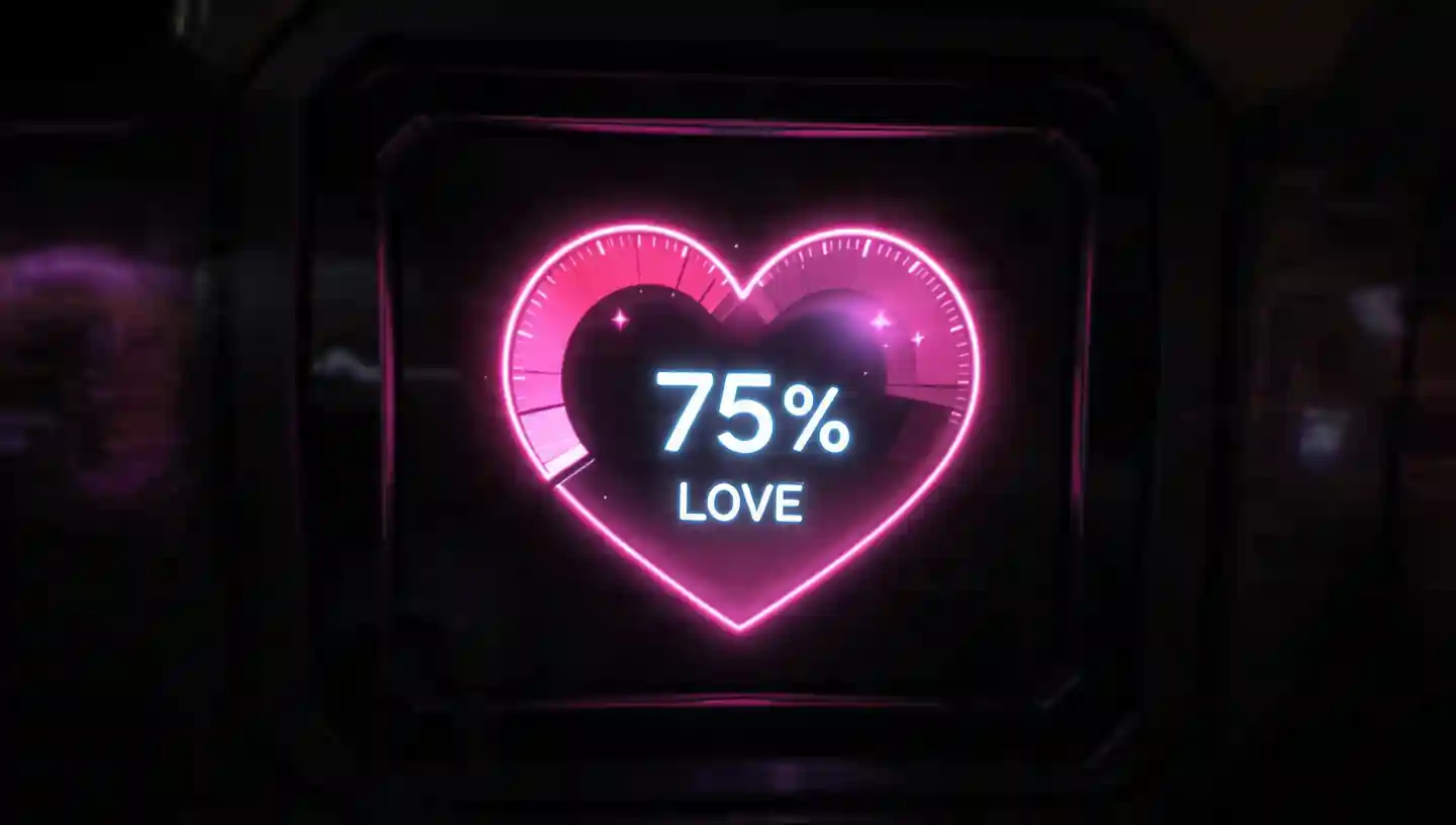 Digital love meter showing heart and percentage – Love Calculator