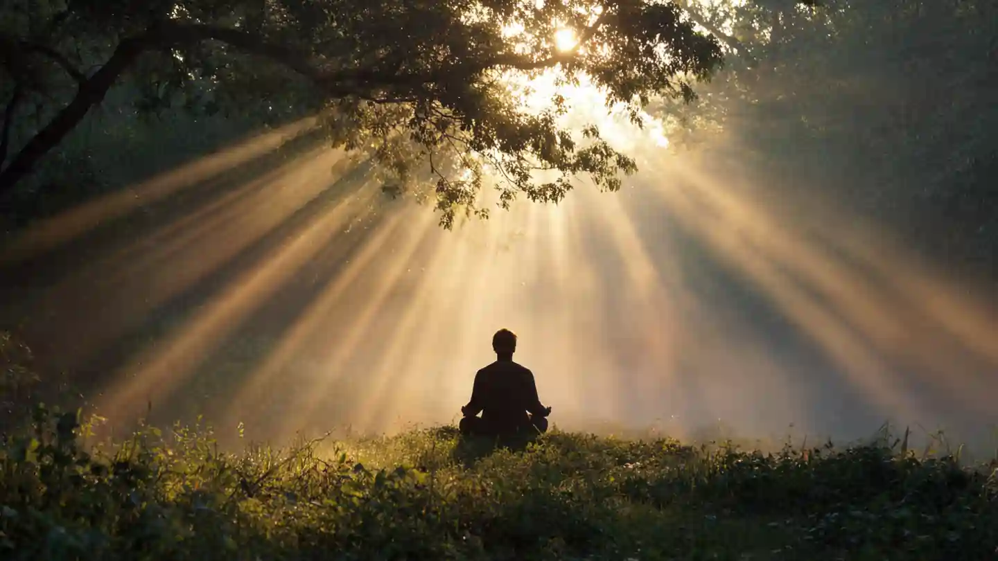 person experiencing spiritual health through peaceful meditation