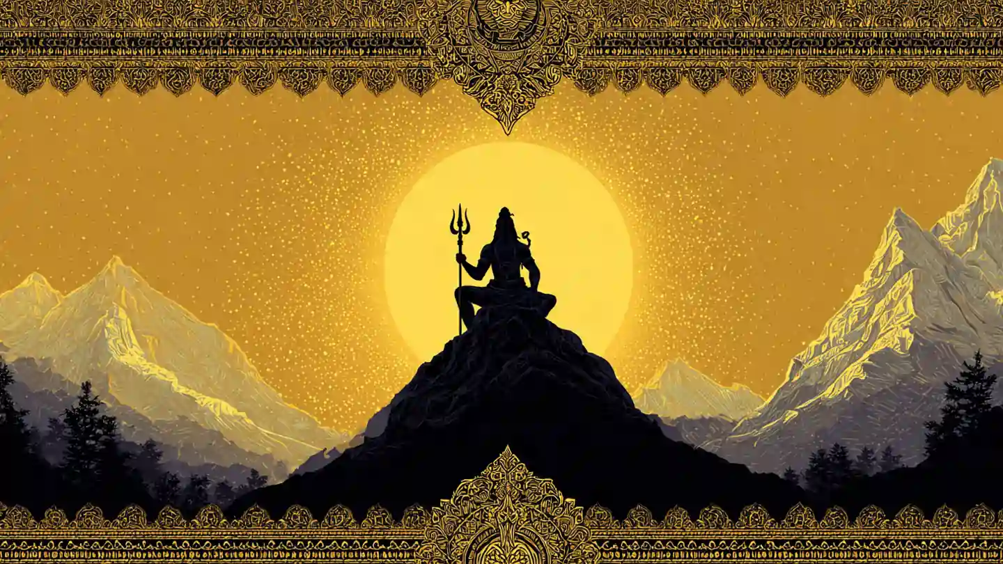 Traditional Captions Shivji with Lord Shiva silhouette