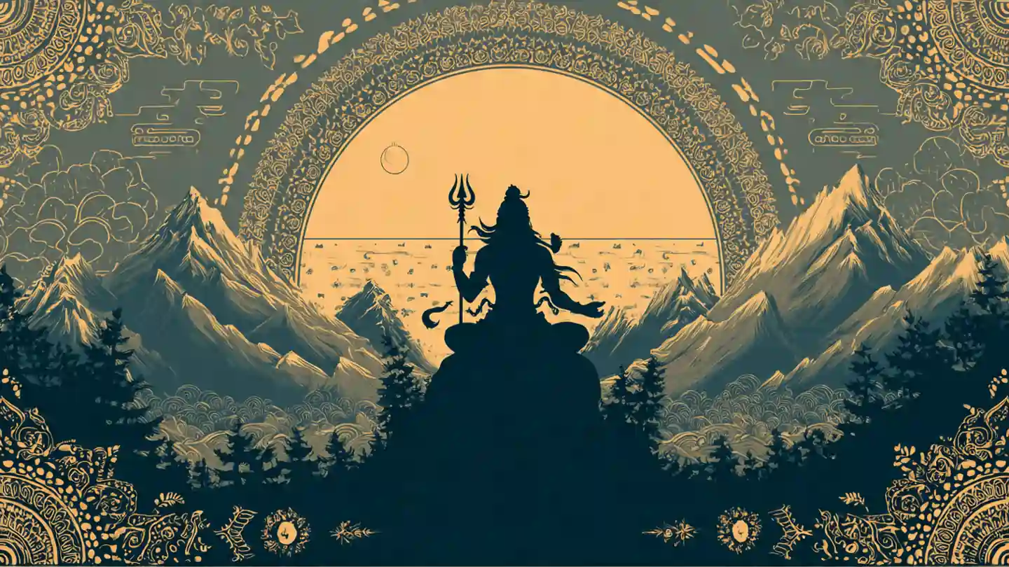 Traditional Shiv Mantra meditation scene