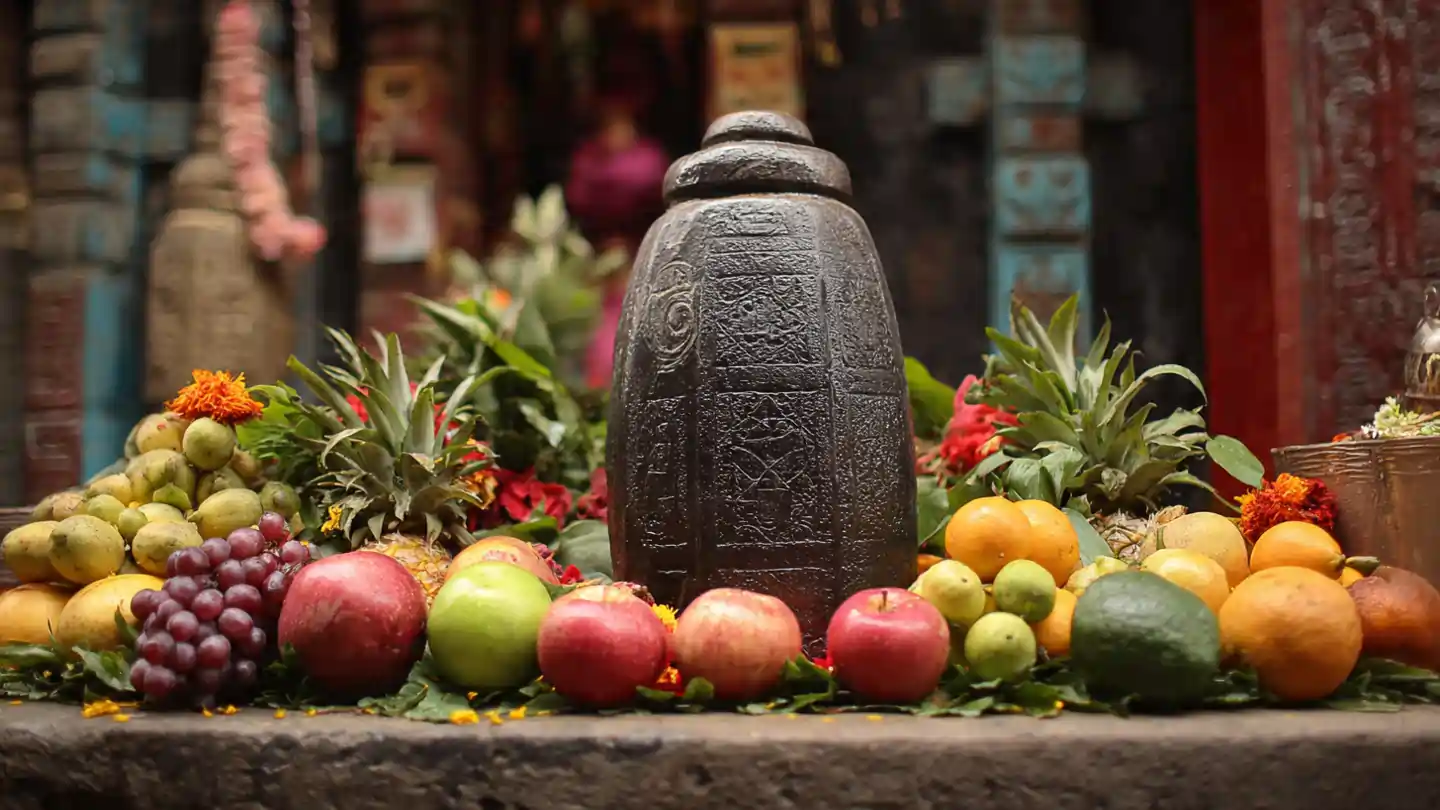 Mahadev Puja Fruit placed before Shivling
