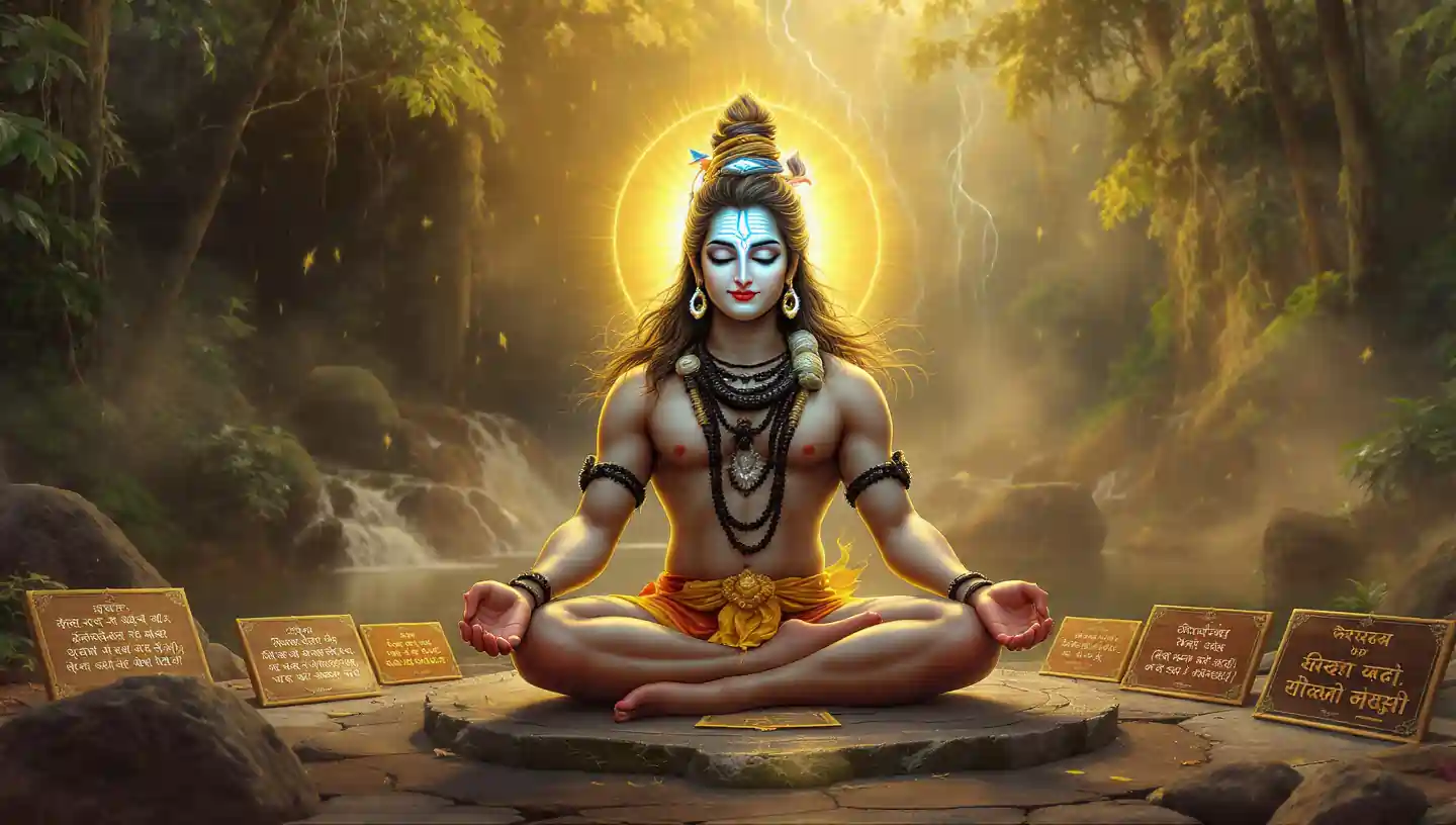 Shiv Stuti Marathi lyrics with Lord Shiva meditation image