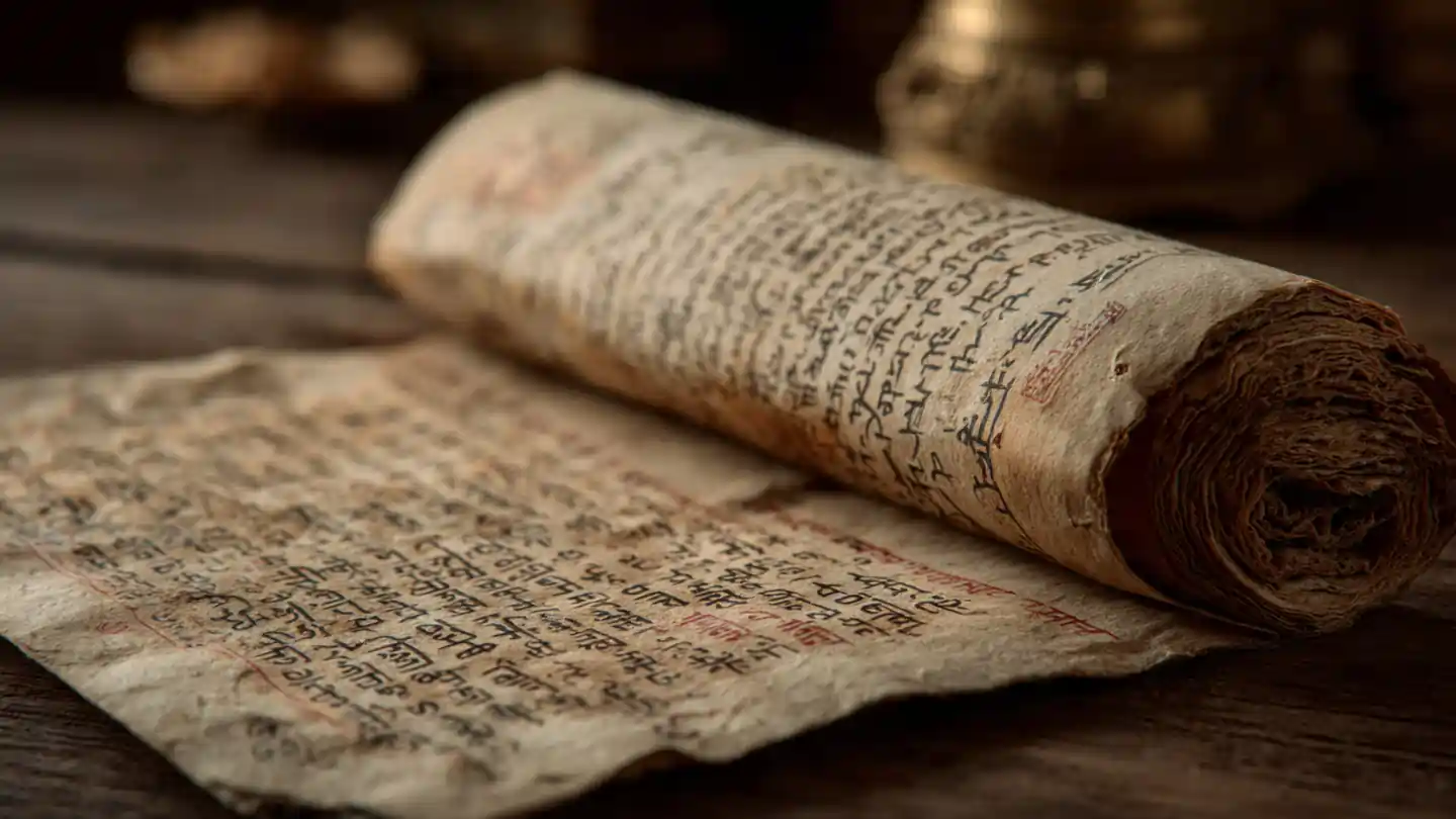 Small Sanskrit Shlok written on ancient manuscript