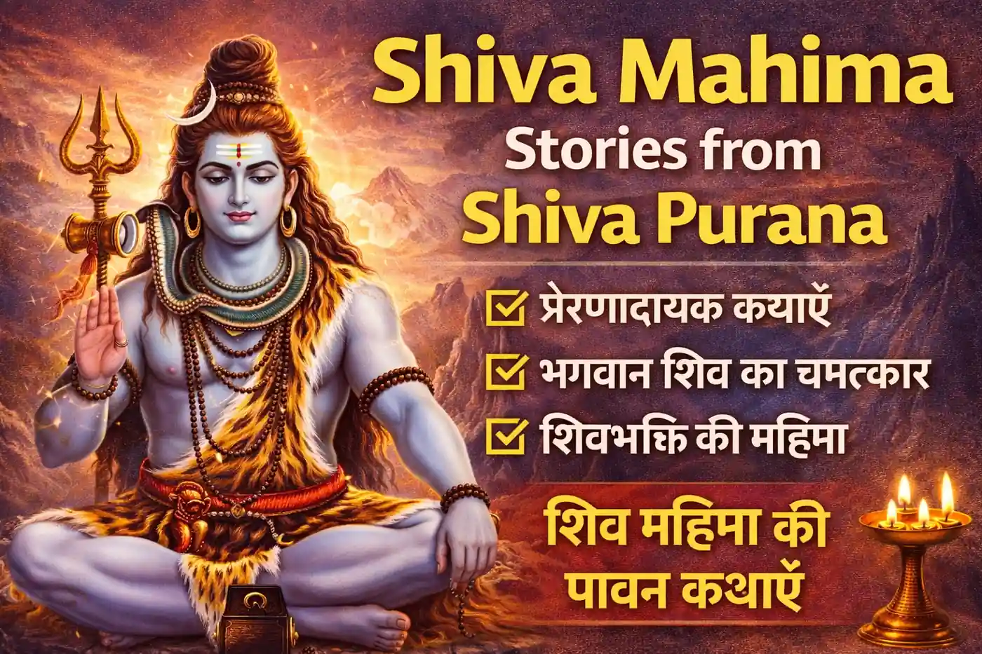Shiva Mahima stories from Shiva Purana thumbnail showing Lord Shiva and devotional theme